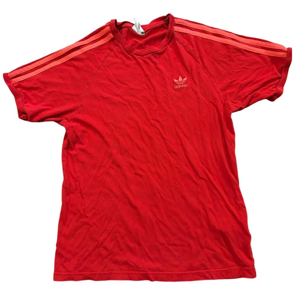 Retro Vintage Adidas T-Shirt Adult Mens Small Pink Red Short Sleeve Trefoil